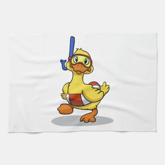 Ente mit Schnorchelmaske| Rückenfarbe Geschirrtuch (Horizontal)
