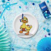 Ente mit Schnorchelmaske| Rückenfarbe Pappteller (Party)