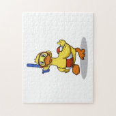 Ente mit Schnorchelmaske| Rückenfarbe Puzzle (Vertikal)