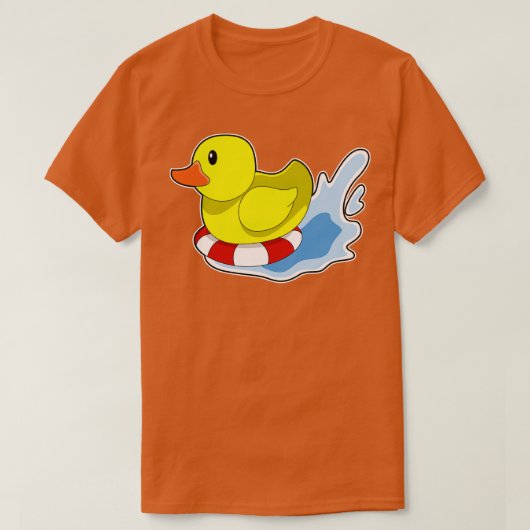 Ente mit Schwimmring in Wasser T-Shirt (Design vorne)