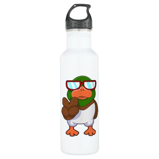 Ente mit Sonnenbrille Edelstahlflasche (Vorderseite)