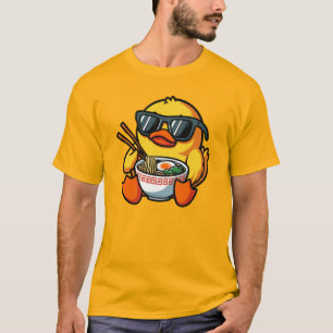 Ente mit Sonnenbrille essen Ramen T-Shirt