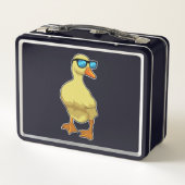 Ente mit Sonnenbrille Metall Brotdose (Rückseite)