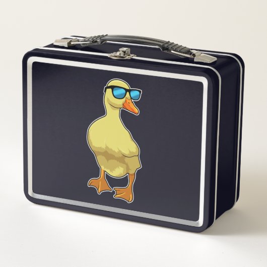 Ente mit Sonnenbrille Metall Brotdose (Vorderseite)