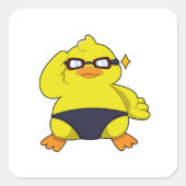 Ente mit Sonnenbrille Quadratischer Aufkleber (Vorderseite)