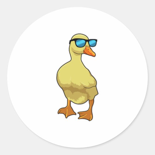 Ente mit Sonnenbrille Runder Aufkleber (Vorderseite)