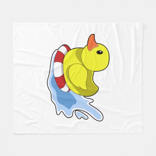 Ente mit Swim-Ring in Wasser.PNG Fleecedecke (Vorderseite (Horizontal))