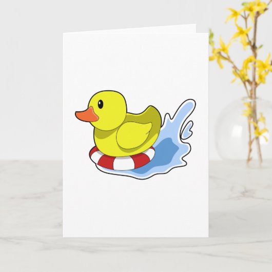 Ente mit Swim-Ring in Wasser.PNG Karte (Gelbe Blume)