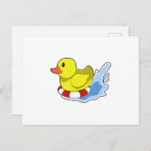 Ente mit Swim-Ring in Wasser.PNG Postkarte (Vorne/Hinten)