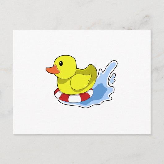 Ente mit Swim-Ring in Wasser.PNG Postkarte (Vorderseite)