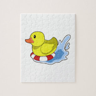 Ente mit Swim-Ring in Wasser.PNG Puzzle