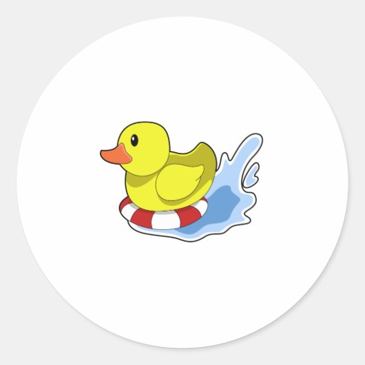 Ente mit Swim-Ring in Wasser.PNG Runder Aufkleber (Vorderseite)