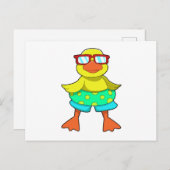 Ente mit Swim Ring & Sonnenbrille Postkarte (Vorne/Hinten)