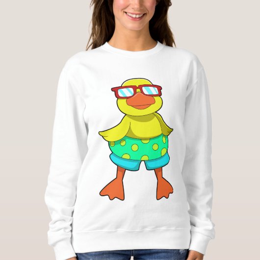 Ente mit Swim Ring & Sonnenbrille Sweatshirt (Vorderseite)