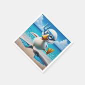 Ente mit Tauchschnorchel am Strand Serviette (Ecke)