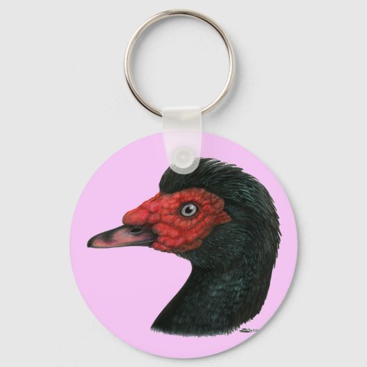 Ente: Muscovy Head Schlüsselanhänger (Vorderseite)