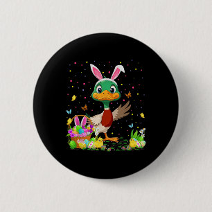 Ente Ostereier Hunt Bunny Ear Duck Happy Osterfeie Button