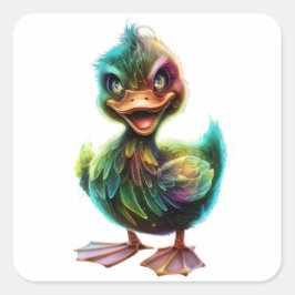 Ente. Quadratischer Aufkleber