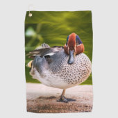Ente stößt auf golfhandtuch (Vorderseite)