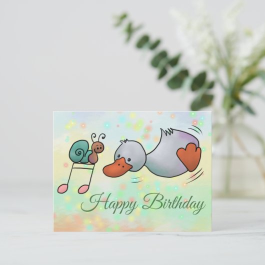 Ente tanzt postkarte (Stehend Vorderseite)