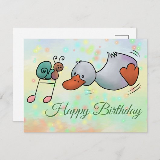 Ente tanzt postkarte (Vorne/Hinten)