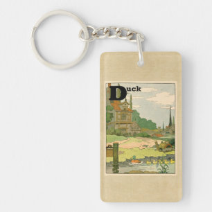 Ente und Entlein, die auf dem Fluss schwimmen Schlüsselanhänger