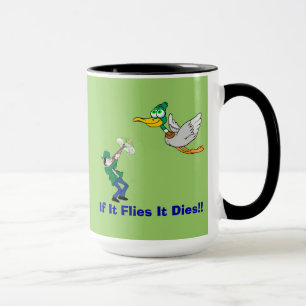 Ente und Jäger-Cartoon Tasse