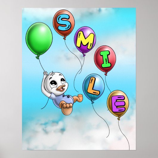Ente und Luftballons Poster (Vorne)