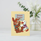 Ente und Ostern Feiertagspostkarte (Stehend Vorderseite)