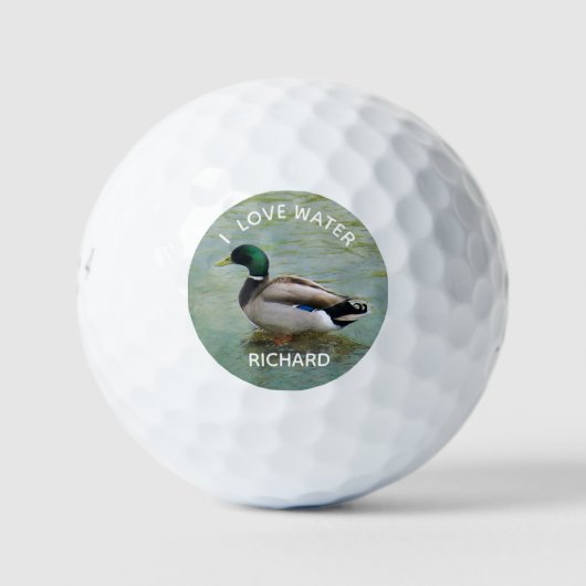 Ente und Vorname Liebe Wasser Golfball (Vorderseite)