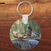 Enten am Wasserfall Schlüsselanhänger (Vorderseite)
