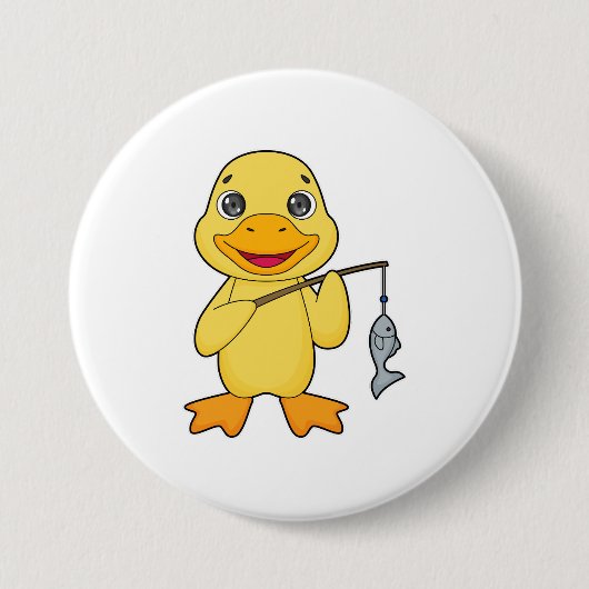 Enten Angeln Fischer Angelrute Button (Vorderseite)