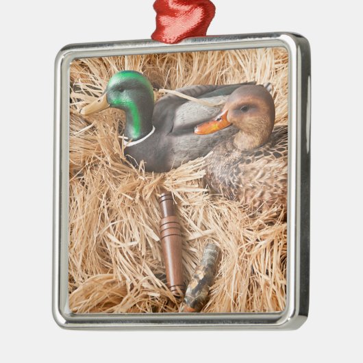 Enten-Anruf-Stockenten-Drake-Jagd-Jäger-Verzierung Ornament Aus Metall (Links)