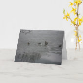 "Enten auf Eis" Danke Karte (Gelbe Blume)