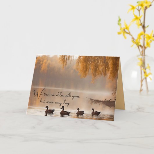 Enten auf Herbstsee zum Geburtstag Karte (Gelbe Blume)