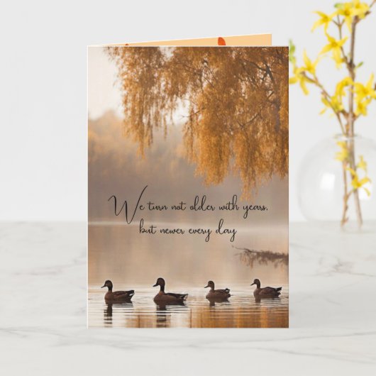 Enten auf Herbstsee zum Geburtstag Karte (Gelbe Blume)