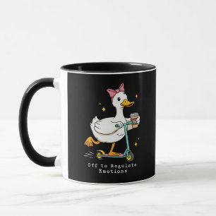 Enten auf Scooter zur Emotionsregulierung Tasse