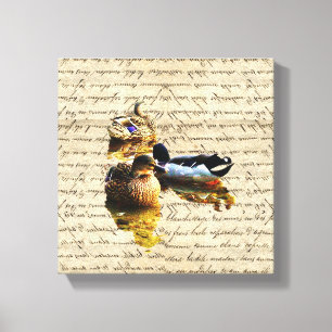 Enten auf Vintagem Papier Leinwanddruck