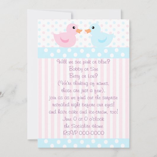 Enten aus Rosa und Blau Einladung (Vorderseite)