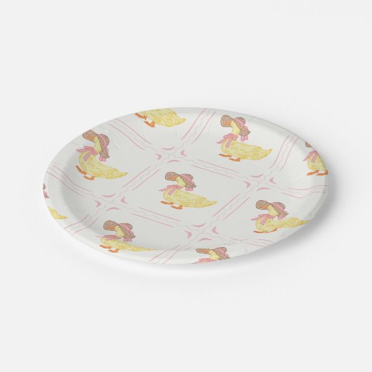 Enten aus rosa und gelben Cottcore Pappteller (Schrägansicht)