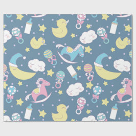 Enten-Babyparty-Blau Geschenkpapier