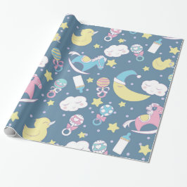 Enten-Babyparty-Blau Geschenkpapier