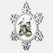 Enten Black Pied Muscovy Familie Schneeflocken Zinn-Ornament (Rechts)