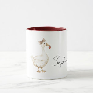 Enten-Cream-Schleife rotes Herz Tasse