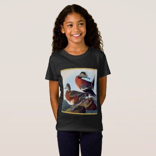 Enten des amerikanischen Widgeon auf einem Felsen T-Shirt (Vorne ganz)