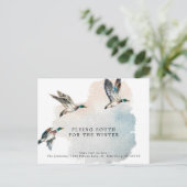 Enten, die nach Süden fliegen, vorübergehender Adr Ankündigungspostkarte (Stehend Vorderseite)