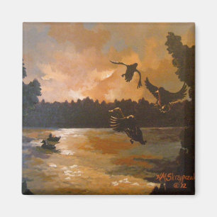 Enten, die sich in Magnet niederlassen