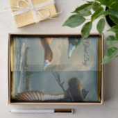 Enten, die über das Meer mit einem kleinen Boot Seidenpapier (Geschenk)