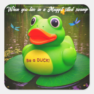 Enten-Frosch-Sumpf Quadratischer Aufkleber