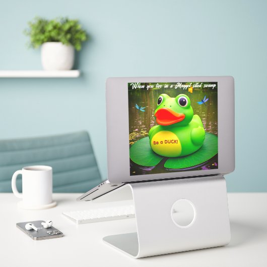 Enten-Frosch-Sumpf-Vinyl-Aufkleber nach Maß Aufkleber (Laptop auf Schreibtisch)